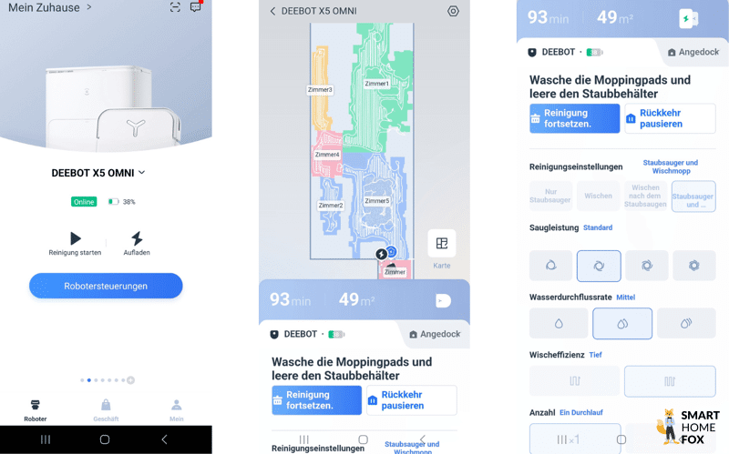 Die ECOVACS DEEBOT X5 OMNI App wird genutzt